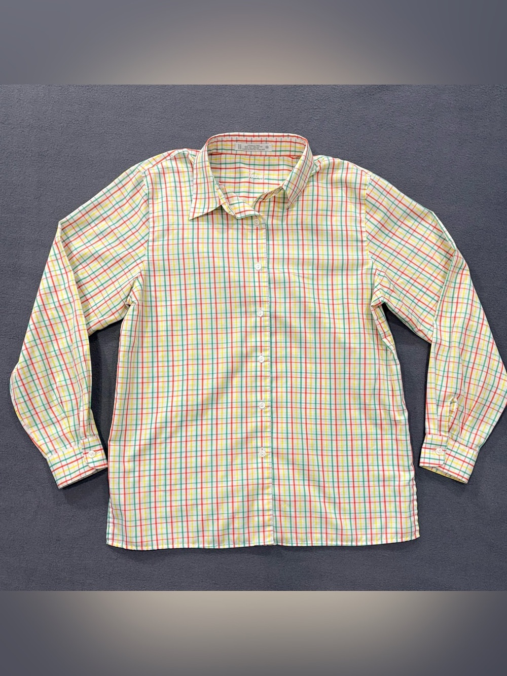 Foxcroft Wrinkle Free Multicolor Check Long Sleeve Shirt Women’s Size 10